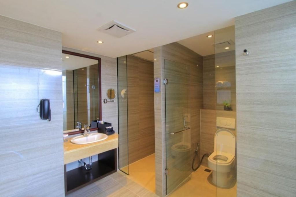 Bathroom in a guest room at Grand Lagoi Hotel Bintan