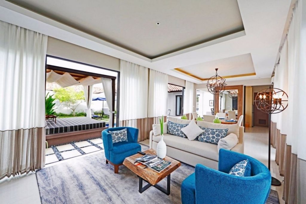 Cozy villa living room for relaxation at Pantai Indah Lagoi Bintan