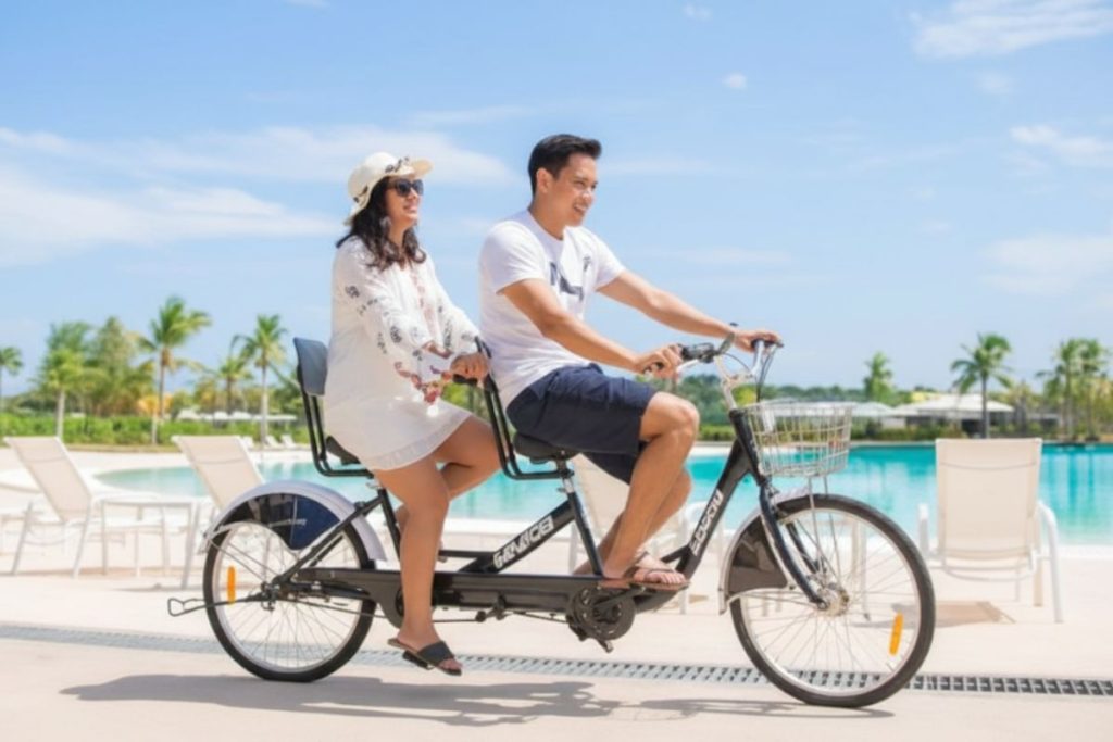 Cycling around Treasure Bay Bintan near the lagoon