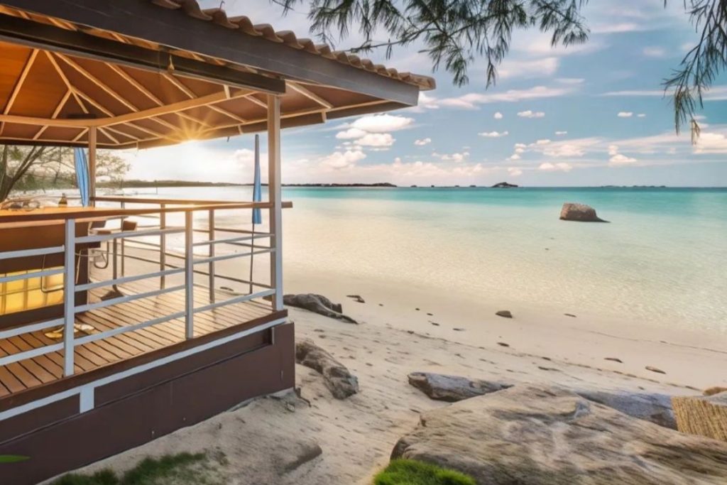 Quiet beach area near the villas at Pantai Indah Lagoi Bintan