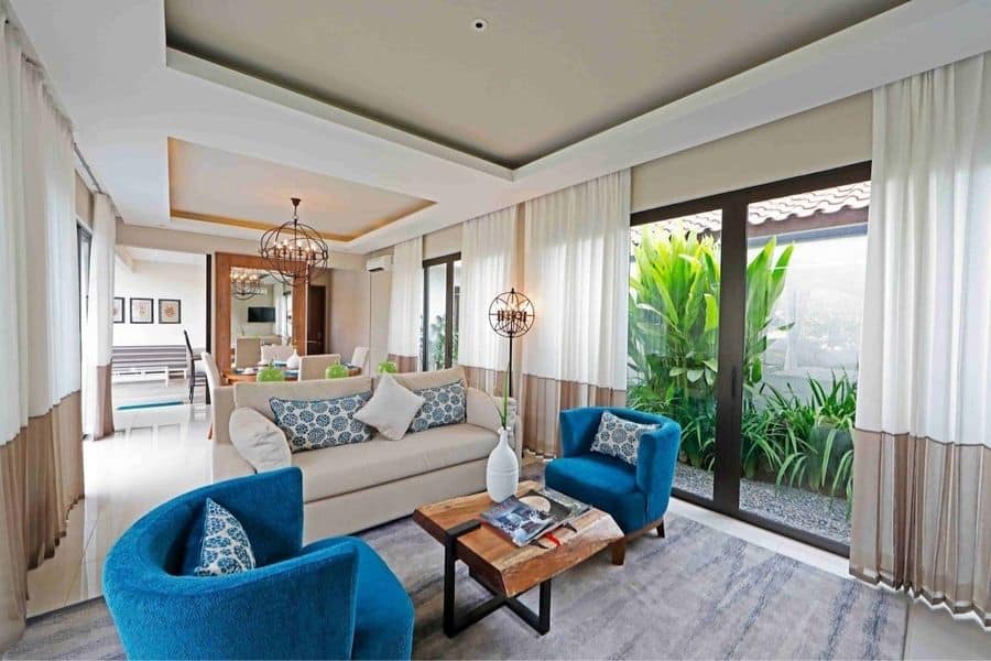 Spacious living area in Pantai Indah Lagoi two bedroom villa