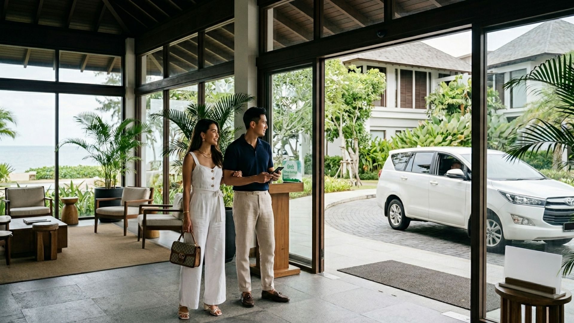 Travellers waiting the transport