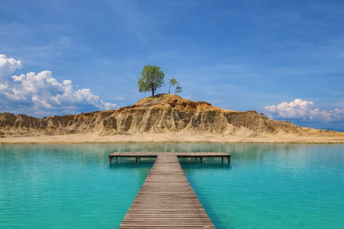 Blue Lake Bintan with turquoise water near Sand Dunes on a private tour experience