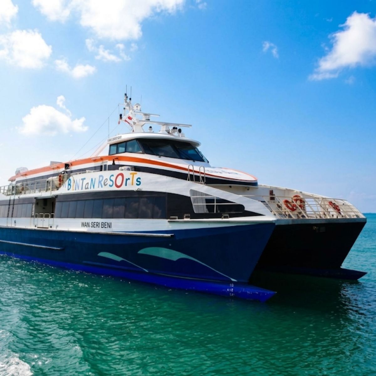 Ferry traveling from Singapore to Bintan across the sea