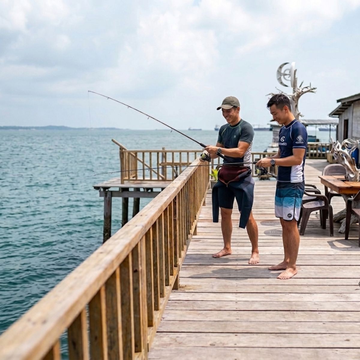 Fishing activity at kelong in Bintan