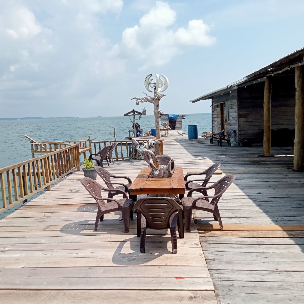 Wooden kelong structure in Bintan coastal area